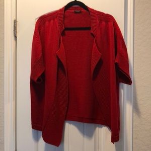 Talbots Red short sleeve flyaway cardigan